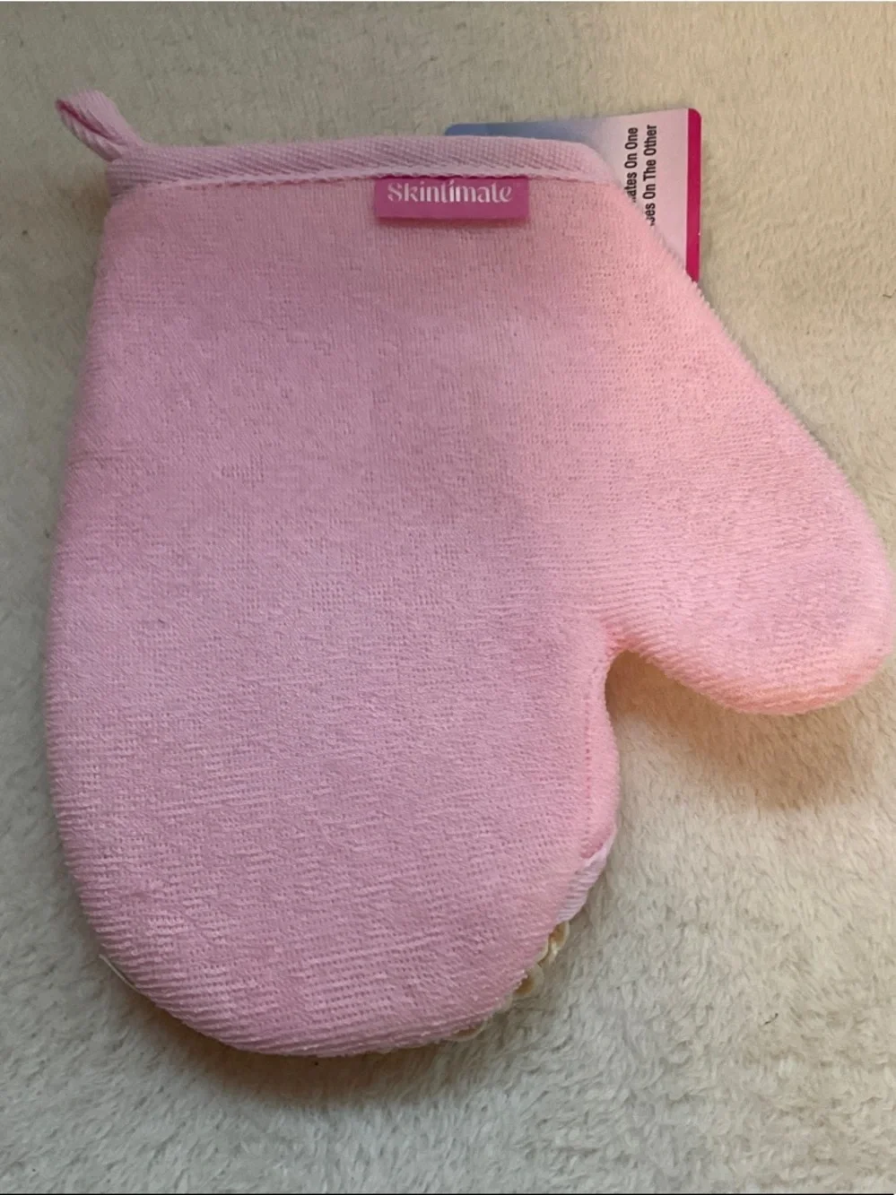 Exfoliating Bath Mitt – Pink & Cream Dual-Texture Cleanser